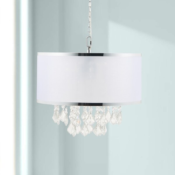 COZ 3Light 15" Flush Mount Crystal Chandelier with Organza Shade White On Sale Overstock